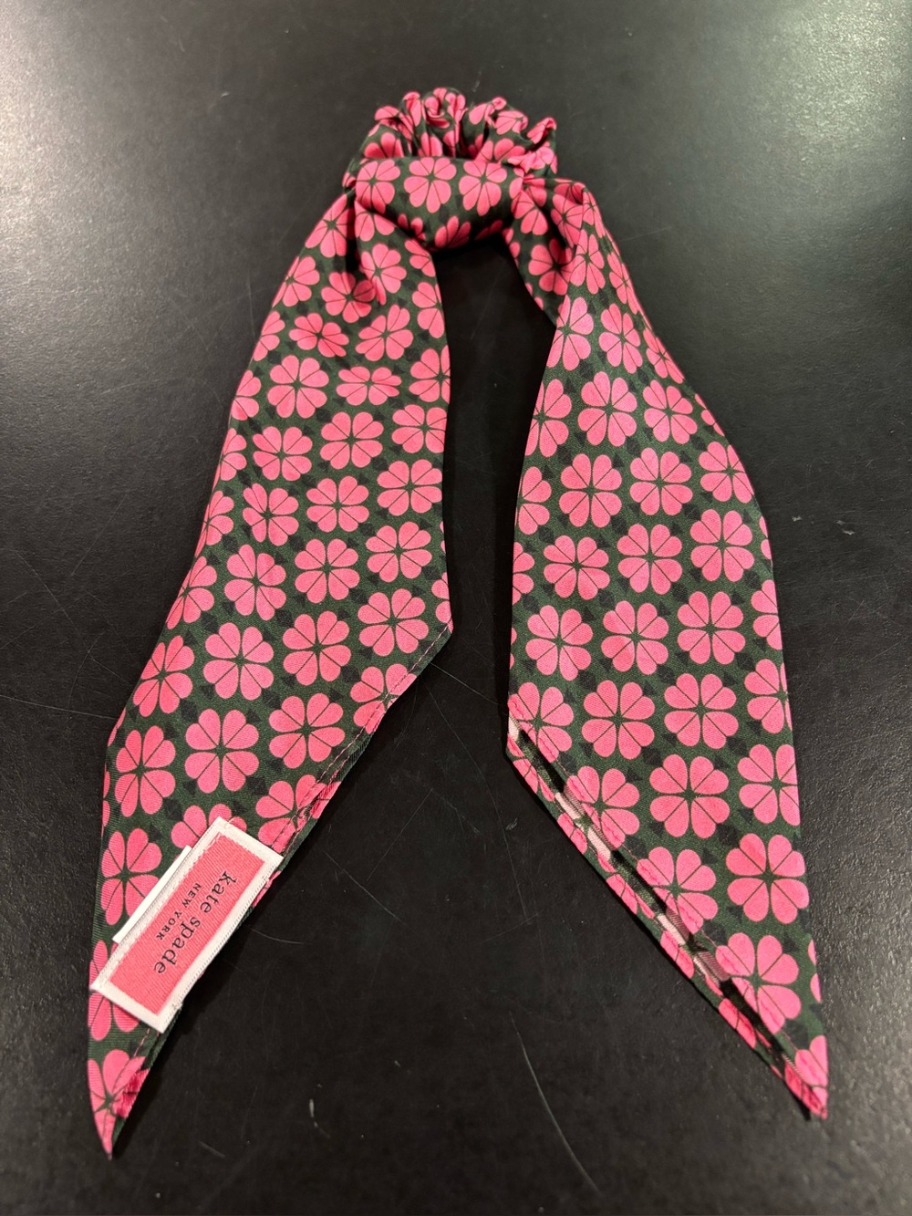 KATE SPADE SILK PONYTAIL HOLDER SCARF EUC HESRTS FLOWER